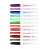 Amazon Basics Whiteboard-Marker, geruchsarm, ultrafeine Spitze, trocken abwischbar, Bunt, 12 Stück