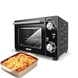 MPM - MPE-13 - Mini-Backofen - Freistehend - 10 L- mit Ober-/ Unterhitze - mit Backblech und Gitter - 4-stufige Temperaturreglung 90-230°C - mit Drehknopf - Pizza-Ofen - Klein - Schwarz