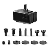 Biling Solar Wasserpumpe mit 10 Düsen, 300 l/h, DC Teichpumpe zur Verwendung mit Solarpanel (ohne Solarmodul) für Vogelbad, kleinen Teich, Gartenwasserspiel, mit Filter und Trockenlaufschutz, DC