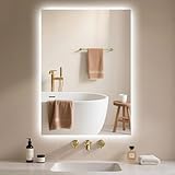 Archaluxe Badspiegel-mit-Beleuchtung 50x70cm - Badezimmerspiegel LED Badezimmer Spiegel mit Beleuchtung, Touch-Schalter, Dimmbar, 3 Lichtfarben, Wandspiegel Led-Spiegel-Bad Horizontal/Vertikal