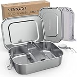 VITCOCO® Brotdose Edelstahl mit Fächern, Lunchbox...