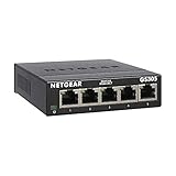 NETGEAR GS305 LAN Switch 5 Port Netzwerk Switch (Plug-and-Play Gigabit Switch LAN Splitter, LAN Verteiler, Ethernet Hub lüfterlos, robustes Metallgehäuse), Schwarz