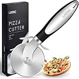 Pizzaschneider, Pizzaroller aus Edelstahl, Hochwertige schneidemesser- Zerteilt Pizza mühelos in servierfähige Stücke- Handlicher Pizza Cutter mit Fingerschutz