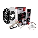 OMAC Bremssattellack Bremssattelfarbe Auto Lack Set | Bremsenreiniger und das Härtemittel Hitzebeständig Komplettsatz für 4 Bremssättel 7-teiliges