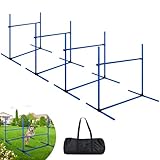 Suusolny Blau 4X Hürden für Hunde Agility-Ausrüstung Slalom Stangen Höhenverstellbar Slalom Training Trainingsset Trainingsstangen Sprungstangen-Set 104x70x101cm