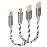 CableCreation 2 Stück 15cm USB C Kabel Kurz, Datenkabel USB C auf USB, Typ C Schnellladekabel für Macbooks, Galaxy S8/9+/S20/S20+ Ultra, Huawei P20/P30, Xperia XZ/Z5, HTC10 usw, Grau