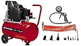 Einhell Kompressor TC-AC 190/24/8 Kit (1500 W., max. 8 bar, 24 l-Tank, 165 l/min Ansaugleistung, Motordrehzahl 2850 min^-1, Druckminderer, Manometer, Ölschmierung)