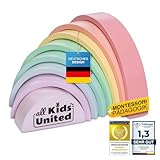Holz Regenbogen Kompakt, Bogenbrücke aus Bausteinen ideal für Unterwegs, Stapelturm Lernspielzeug aus Holzbausteinen 8-teilig Bauklötze; aus umweltfreundlichen, FSC zertifiziertem Holz (Kompakt)