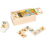 Small Foot Domino Safari aus Holz, lustiges Legespiel mit bunten Tiermotiven, FSC 100%-Zertifiziert, 10963, Mehrfarbig