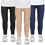 TupTam Mädchen Leggings Herbst Leggins Winterleggings Thermoleggins 3er Pack, Farbe: Schwarz/Dunkelblau/Beige, Größe: 116