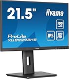 iiyama Prolite XUB2293HS-B6 54,5cm 21,5' IPS LED-Monitor Full-HD 100Hz HDMI DP Slim-Line Höhenverstellung Pivot AdaptiveSync schwarz
