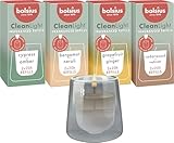 bolsius - CleanLight Starterset - Nachfüllbare Duftkerze - Halter und 9 Nachfüllungen - mehrere Düfte - Grau - Brenndauer 20 Stunden - Enthält Natürliches Pflanzenwachs - Nachhaltiges Konzept