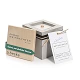 Betonfeuer® - Das Original der Beske-Manufaktur | Modell 'Pico' | 10x10x10cm mit Dauerdocht | (Ohne Nachfüllwachs, Löschbrett aus Holz)