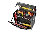 Parat Werkzeugtasche New Classic Kingsize Plus (Werkzeugkoffer leer für 40 Werkzeuge, Material HDPE Kunststoff + Rindsleder, Tasche mit Steckschloss, Größe 51 x 40 x 25 cm)