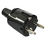 as - Schwabe Gummi Stecker ohne Kabel - PVC Schuko Stecker mit doppeltem Schutzkontakt - Schutzkontakt Stecker für den Innenbereich - IP 20 - Schwarz, 62222, 230 V / 16 A