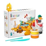 HEY CLAY - 15 Dosen lufttrocknende Knete für Kinder ab 3 Jahren - Kreatives Bastelset (Die Farm-Vögel)