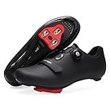 ARTVEP Fahrradschuhe Herren Damen Rennradschuhe MTB Radschuhe Kompatibel mit Look SPD SPD-SL Delta Lock Pedal Reitschuhe Peloton Schuhen Alles Schwarz EU40 / 250