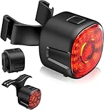 Fahrrad Rücklicht mit Bremslicht-Funktion, DINYOAN Smartes LED Hecklicht Auto On/Off Bremssensorik, USB-C Aufladbar & IPX6 Wasserdicht für Rennrad/MTB/EBike Rot