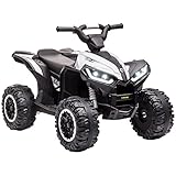 HOMCOM Elektro-Quad 12V Kinderquad mit USB-Anschluss, Kindermotorrad mit MP3-Musikplayer, Scheinwerfer, Kinderfahrzeug für Kinder 3-5 Jahre, 1,5-3 km/h, Metall, 83 x 53 x 55,5 cm