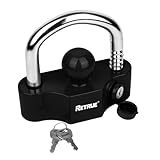 RETRUE Anhängerschloss Anhängerkugelsperrkupplung Diebstahlschutz Anhänger-Sicherung Abschleppsperre mit 2 Schlüssel, Wohnwagen Schutz, Hochleistungs-Stahl, Abdeckkappe, Schwarz