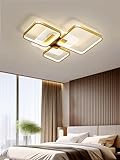 JIUJIUCC LED Moderne Deckenleuchte Acryl Deckenleuchte Schwarze Beleuchtung Decke Dimmbare Deckenbeleuchtung Mit Fernbedienung Quadratische Deckenleuchte Für Wohnzimmer Schlafzimmer (Gold,3 Köpfe)