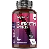 Quercetin Komplex mit Vitamin C, Bromelain, Rutin & Acerola - 6 Monate Vorrat - 180 Kapseln - 610mg pro Kapsel - Immunsystem, Kollagen Bildung & Stoffwechsel - Reines Quercetin Pulver - WeightWorld