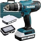 Makita HP488D011 Akku-Schlagbohrschrauber 18 V 1.5 Ah Li-Ion inkl. 2. Akku, inkl. Ladegerät, inkl. Koffer, mit Zubehör