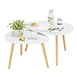 FOREHILL 2er Set Beistelltisch, Satztisch Couchtische Weiß,...