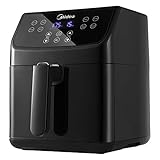 Midea MF-CN55A2 Heißluftfritteuse 5,5 L XXL Friteuse airfryer,Digitalem Display, 8 verschiedene Programmen, freie Temperaturwahl von 30 bis 200℃, 1700W, Schwarz