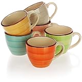 com-four® 6x Espressotasse - Mokkatassen aus Keramik - Kleine Kaffeetassen für Espresso, Mokka und Cappuccino - 125 ml (06 Stück - grün/orange/rosa/blau/gelb/grau)