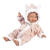 Llorens 1063302 Puppe mit blauen Augen und weichem Körper, Babypuppe inkl. rosa Outfit und Schnuller, 32cm