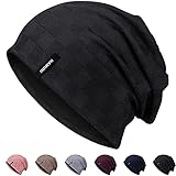 Slouch Beanie Mütze für Herren Damen, Dünne und Leichte Jacquard Jersey Beanies Chemo Kopfbedeckung Mützen Laufmütze Mütze Slouchy Baggy Beanie Unisex Flexible Klassische Winter Sommer Hüte