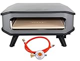 Cozze® 17' Gas Pizzaofen | Outdoor Pizzaofen mit Pizzastein | 8.0 kW | 50 mbar | Tragbar & Schnellaufheizend | Edelstahl-Brenner | Für Ø34 cm Pizza