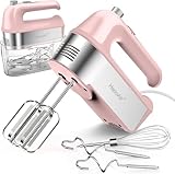 450W Elektrischer Handmixer, 5-Gang-Handmixer mit Messbecher-Aufbewahrungsbox, 5 Edelstahl-Zubehörteilen, Turbo-Funktion, Auswurftaste, Küchenmixer zum Backen und Kochen