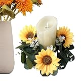 Kleine Ringe für Sonnenblumenkerzen, Ringe für Blumenkerzen,Blumensäule Kerzenhalter Girlande | 9,84 Zoll Blumen Kerzenringe Künstliche Frühlingsblumen Girlande