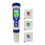 Ueomul digitales PH Messgerät 5 in 1 TDS EC Salzgehalt Temperatur pH Tester Hochpräzises wasserdichtes IP67 Multiparameter-Tester Wasser-pH-Meter Automatische Temperaturkompensation