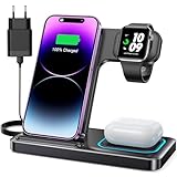 DUMTERR 3 in 1 Faltbare Ladestation für Apple Watch und iPhone iPod, Reise Ladestation für iPhone 15 14 13 12 11 Pro Max/XS/8, Apple Wireless Charger für iWatch 9/Ultra/8/7/6/SE/5/4/AirPods Pro 3 2