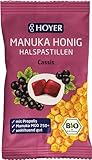 HOYER Manuka Honig Halspastillen Cassis Bio mit Propolis - Mit echtem Manukahonig, MGO 250+ - Wohltuend für Hals & Rachen - 30 g