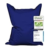 Lumaland Riesen-Sitzsack XXL 140x180 cm | Wasserfestes Indoor & Outdoor Liegekissen mit über 3 Mio. anpassungsfähigen EPS-Perlen | Bean Bag mit waschbarem Bezug [Navyblau]