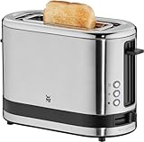 WMF Küchenminis 1-Scheiben Toaster Langschlitz XXl-Toast, Mini Toaster mit Brötchenaufsatz 7 Bräunungsstufen Überhitzungsschutz 600W Edelstahl matt