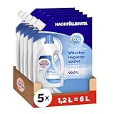 Sagrotan Wäsche-Hygienespüler Himmelsfrische Nachfüller – Desinfektionsspüler für hygienisch saubere und frische Wäsche – 5 x 1,2 l Reiniger im praktischen Vorteilspack