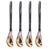 4Pcs Buffalo Horn Löffel Große Pfannen Löffel Abendessen Ware Portion Löffel Rühren Löffel Küche Besteck Natürlich Handcrafted Suppe Löffel