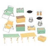 TOYANDONA 16 Stück Teiliges Camping Spielset mit Miniatur Klappstuhl und Tisch Zubehörteile für Rollenspiele Drinnen und Draußen für Fantasievolles und Familienaktivitäten