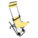 Manueller Lift Treppenstuhl, 350 lbs. Treppenstuhl Senioren Faltbarer Notfall-Treppensteigrollstuhl aus Alu EMS-Treppenstuhl Tragbarer Treppenlift mit 4 Rädern (Gelb)