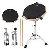 Kmise 12-Zoll- ÜBungs Drum Pad Erwachsene Kinder, Drum ÜBungspad Pad Mit Snare Drum Stand Und Schlagzeug Sticks Mute Silent Drum-ÜBungspad-Set