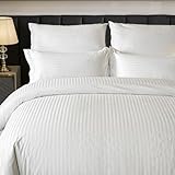 Amolavet Hotel Bettwäsche 200x220 Baumwolle Weiß 3teilig Set Bettwäsche 200x220 Mako Satin Baumwolle Damast Streifen Weiss mit Reißverschluss für Ganzjährig