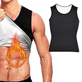 Lotvic Sauna Shirt, Sauna Vest, Abnehmen Weste, Body Shaper Neopren Shirt Herren, Saunaanzüge Weste Sauna, Shapewear Sauna Herren für Abnehmen Fitness Workout, Schwarz, L/XL