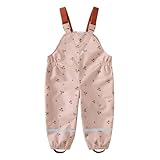 DAWILS Jungen Regenhose Mädchen Regenlatzhose Kinder Blumen Wind- und wasserdichte Matschhose Baby Hosenträgern Buddelhose Regenlatzhose 12 Monate