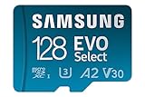 Samsung EVO Select (2021) microSD-Karte + SD-Adapter, 128 GB, Speicherkarte für Smartphone und Tablet, UHS-I U3, Full HD, 130 MB/s Lesen, MB-ME128KA/EU