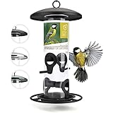 wildtier herz I Körner Vogelfutterspender 26cm - aus rostfreiem Metall, Vogel Futterstation, Futtersäule, Wildvögel Futtersilo, ganzjährige Fütterung (Schwarz)